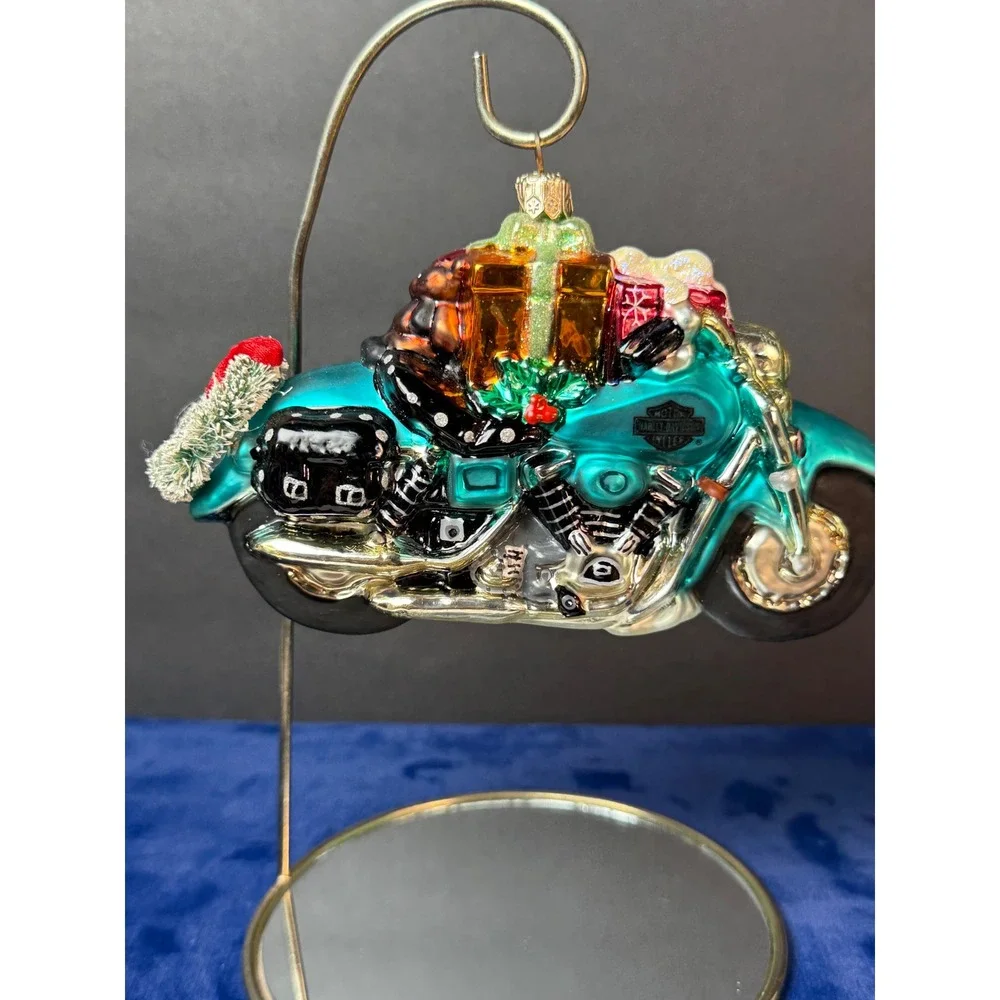 Christopher Radko Harley Davidson Fat Boy Teal Green 04 Christmas Ornament Boxed